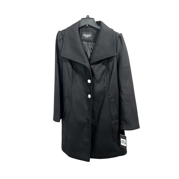 Guess Funnel Collar Wool Trench Coat - Picture 9 of 10